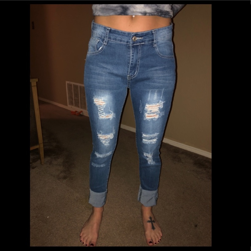 Distressed jeans